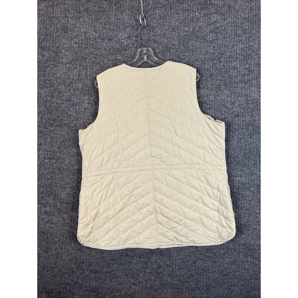 Isaac Mizrahi Live Womens Vest Large Cream Quilted Snap Front Pockets Preppy - Picture 2 of 11